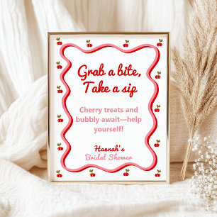 Poster Panneau de Fête des mariées Retro Cherry Table Sna