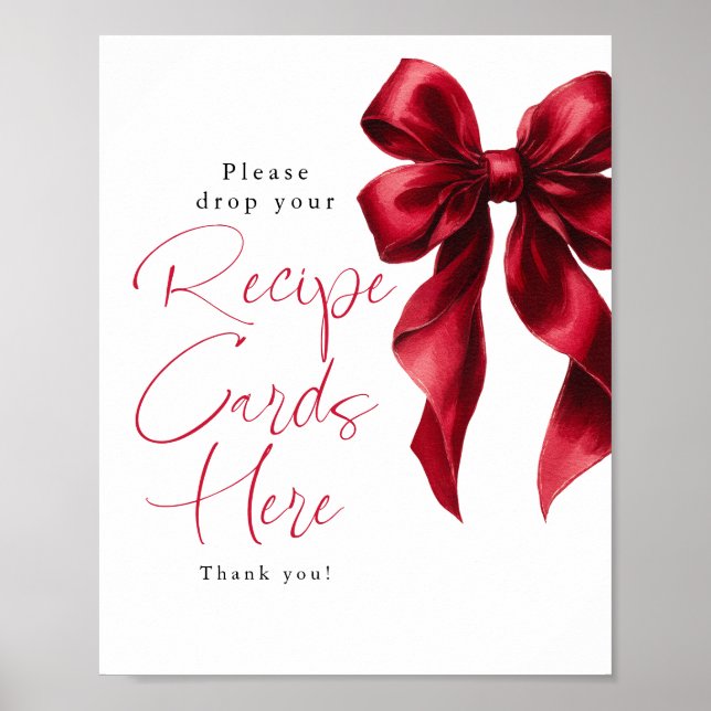 Poster Panneau de Fête des mariées Rouge Bow Cartes de re (Devant)