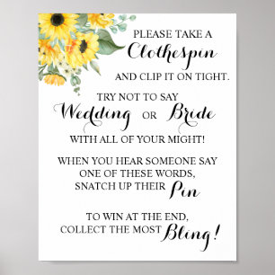 Poster Panneau de Fête des mariées Sunflower Put a Clothe