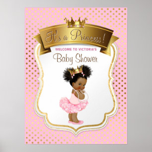Poster Panneau de fête prénatale de princesse afro-améric