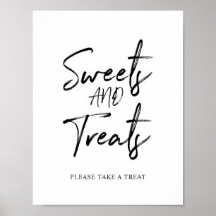 Poster Panneau de fête Sweets & Treats avec lettrage noir