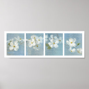 Poster Panneau de fleurs blanches