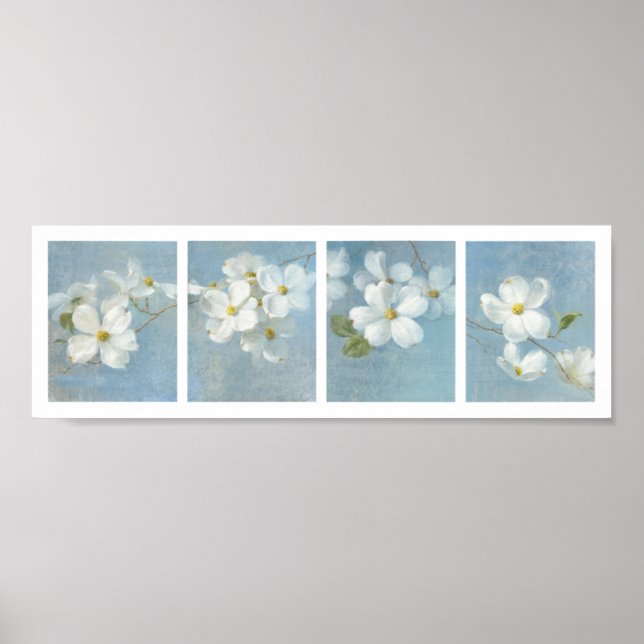 Poster Panneau de fleurs blanches (Devant)