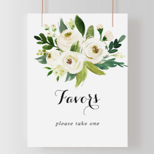 Poster Panneau de Fleurs de Fête de Mariage en Verdure Bl