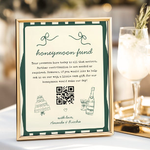 Poster Panneau de fonds de mariage lune de miel vert oliv