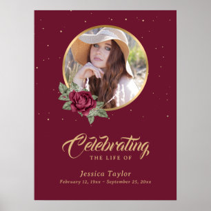 Poster Panneau de funérailles floral personnalisé en bord