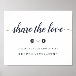 Poster Panneau de hashtag de mariage à la calligraphie Na