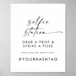 Poster Panneau de hashtag de mariage de station de selfie