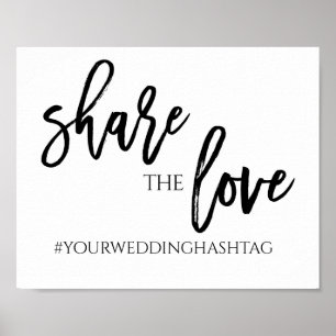 Poster Panneau de hashtag de mariage 'Partagez l'amour'