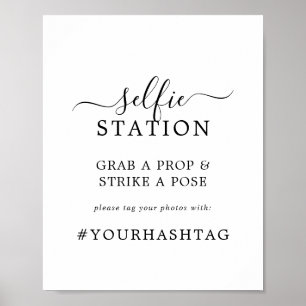 Poster Panneau de hashtag de mariage pour borne selfie mi