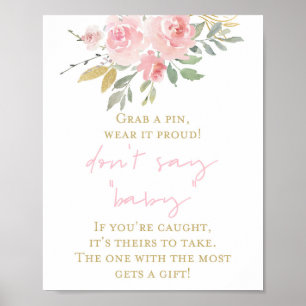 Poster Panneau de jeu Baby shower rose et or