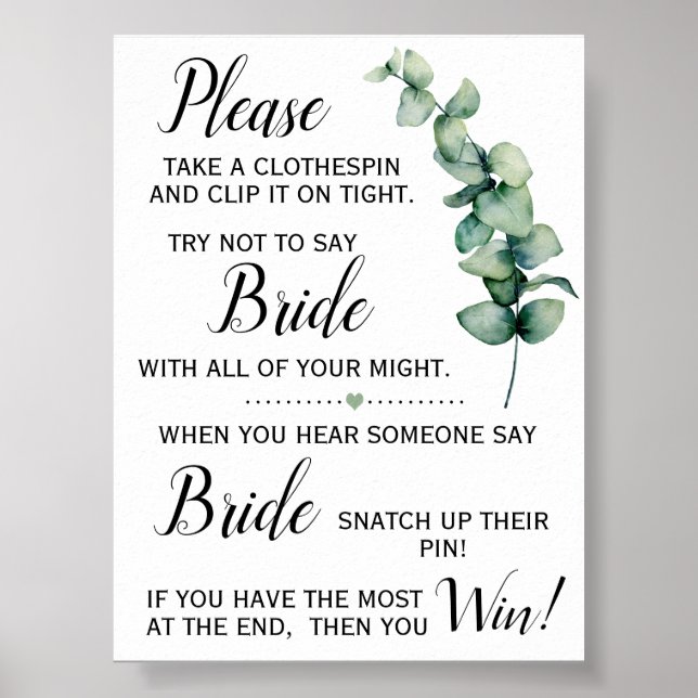 Poster Panneau de jeu de Baby Shower avec pinces à linge  (Devant)