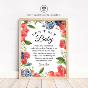 Poster Panneau de jeu de baby shower "Berry 'Ne dites pas