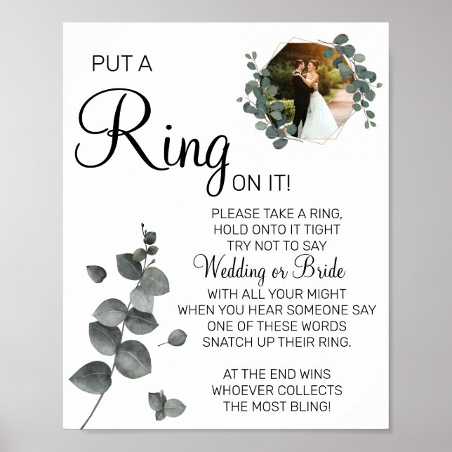 Poster Panneau de jeu de baby shower Eucalyptus Put a Rin (Devant)