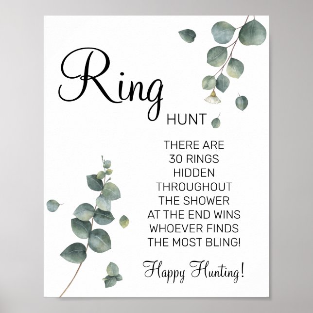 Poster Panneau de jeu de baby shower Eucalyptus Ring Ring (Devant)