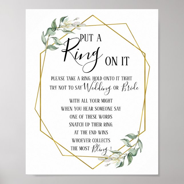Poster Panneau de jeu de baby shower "Mettez-y une bague" (Devant)