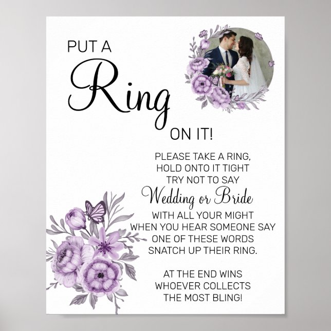 Poster Panneau de jeu de baby shower "Orchid Put a Ring" (Devant)