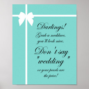 Poster Panneau de jeu de Baby Shower Turquoise Aqua