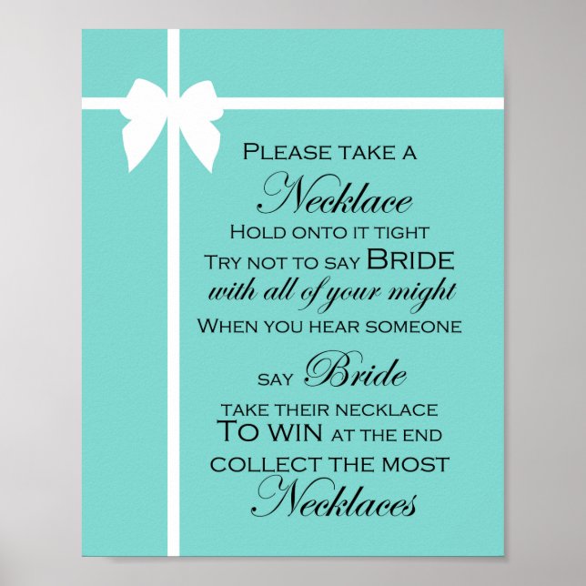 Poster Panneau de jeu de Baby Shower Turquoise Aqua (Devant)