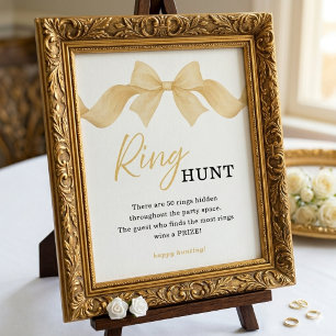 Poster Panneau de jeu de chasse à l'anneau de mariage ave