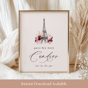 Poster Panneau de jeu de devinette de bonbons pour Baby S