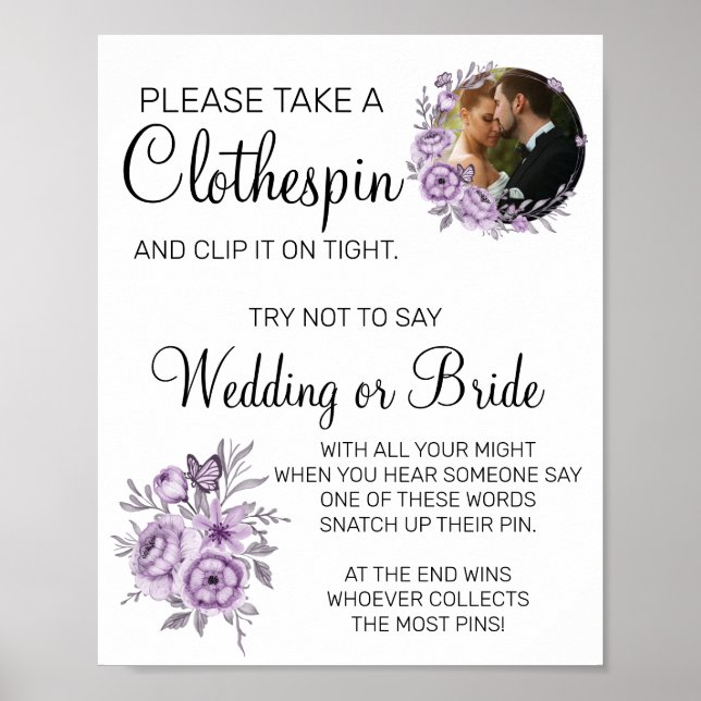 Poster Panneau de jeu de douche de mariage avec pince à l (Devant)