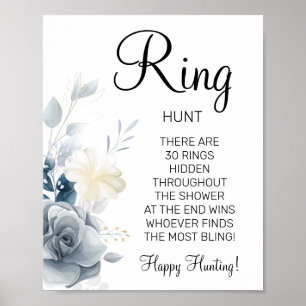 Poster Panneau de jeu de douche de mariage bague aquarell