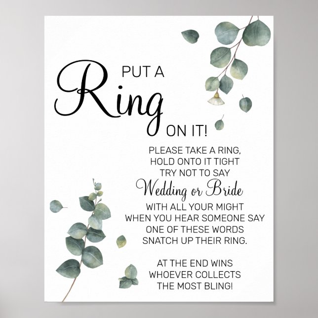 Poster Panneau de jeu de douche nuptiale Eucalyptus Mette (Devant)