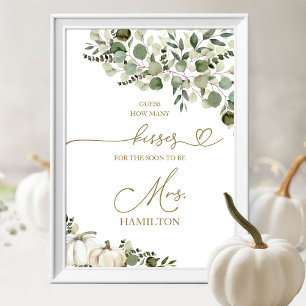 Poster Panneau de jeu de mariage devinez combien de baise