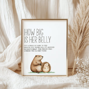Poster Panneau de jeu de ventre de Baby Shower Boho Woodl