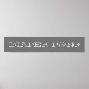 Poster Panneau de jeu Grey Elephants Diaper Pong