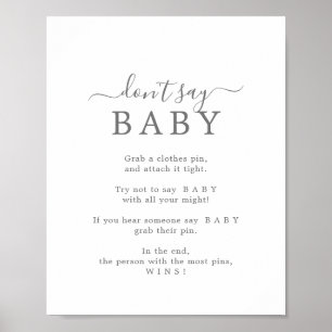 Poster Panneau de jeu minimaliste argenté Ne dis pas bébé