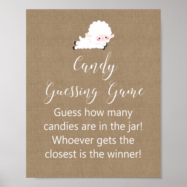 Poster Panneau de jeu Petit Baby shower d'agneau (Devant)