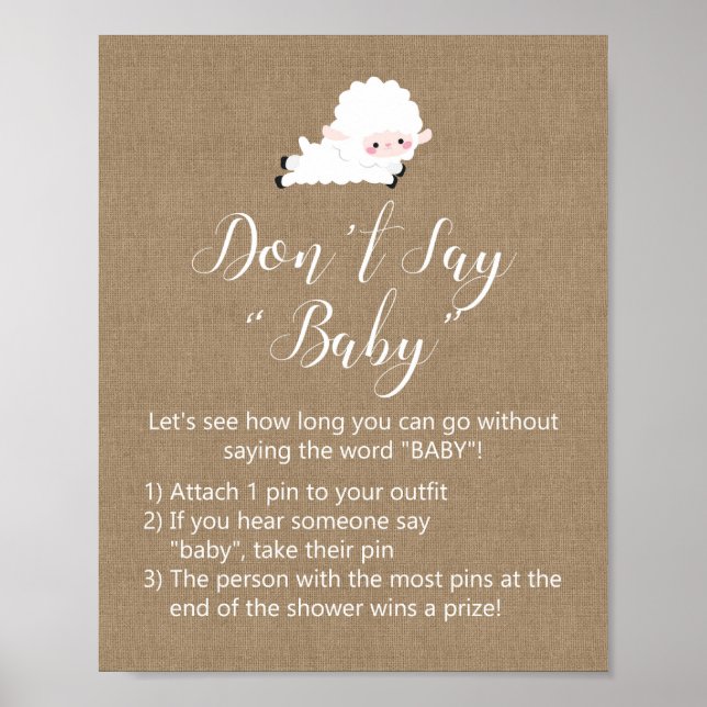 Poster Panneau de jeu Petit Baby shower d'agneau (Devant)