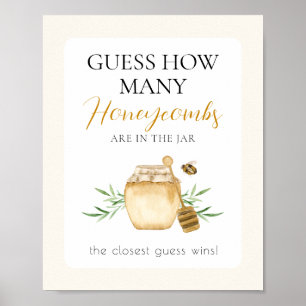 Poster Panneau de jeu pour Baby Shower Abeille : Devinez 
