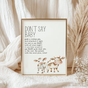 Poster Panneau de jeu pour baby shower de la petite ferme