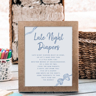 Poster Panneau de jeu pour Baby Shower Lange de Nuit Bleu