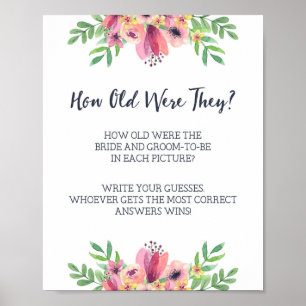 Poster Panneau de jeu pour la douche de mariage Quel âge 