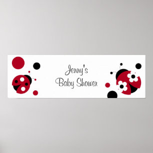 Poster Panneau de la bannière Red Ladybug Polka Dot Baby 