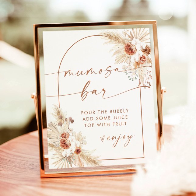 Poster Panneau de la barre Boho Baby shower Mumosa Mimosa (Créateur téléchargé)