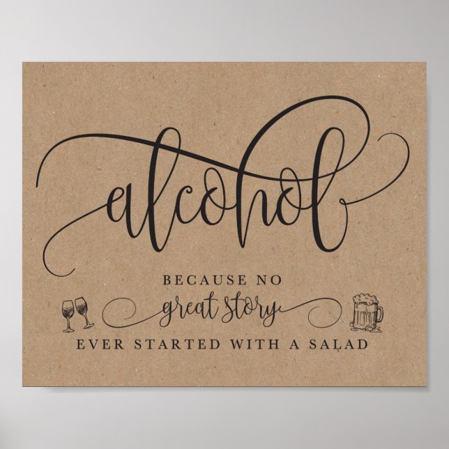 Poster Panneau de la barre d'alcool mariage (Devant)
