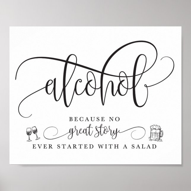 Poster Panneau de la barre d'alcool mariage (Devant)