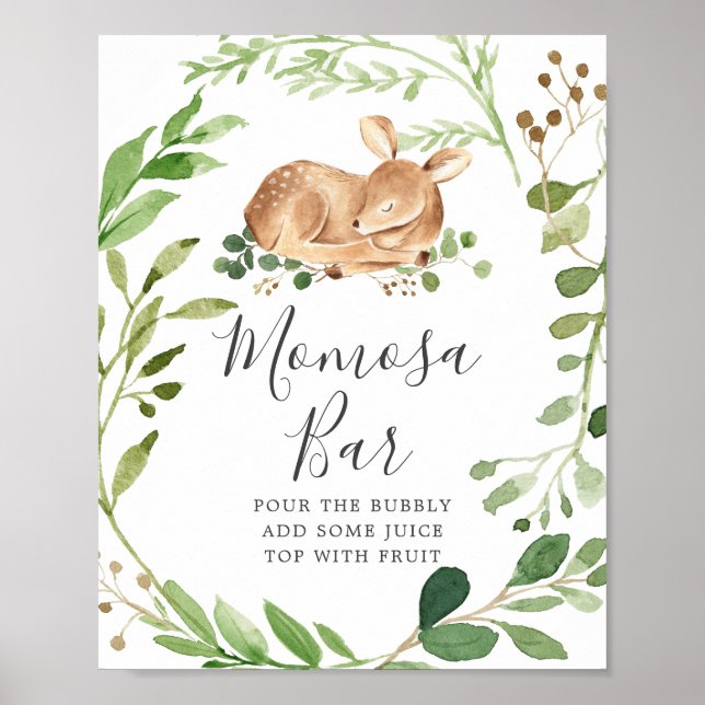 Poster Panneau de la barre de Baby shower de cerfs Mimosa (Devant)