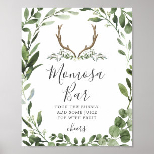 Poster Panneau de la barre de Baby shower de Deer Antler