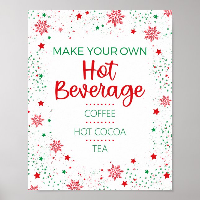 Poster Panneau de la barre de boissons chaudes Noël hiver (Devant)