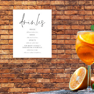 Poster Panneau de la barre de boissons Mariage noir noir