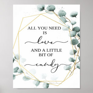 Poster Panneau de la barre de bonbons Eucalyptus Mariage