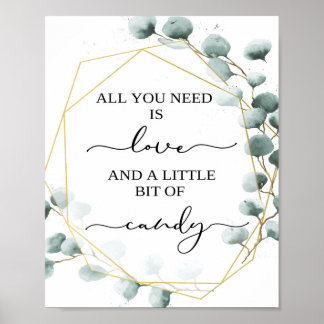 Poster Panneau de la barre de bonbons Eucalyptus Mariage