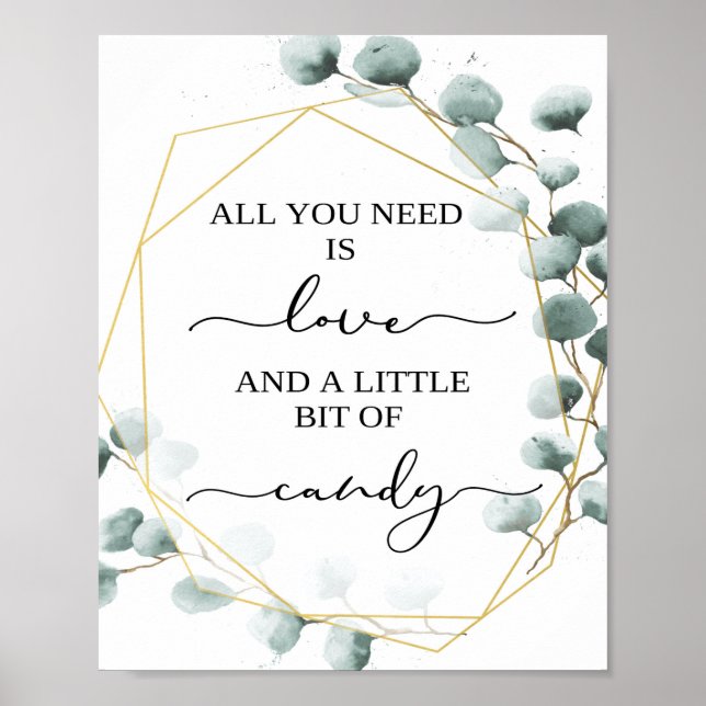Poster Panneau de la barre de bonbons Eucalyptus Mariage (Devant)