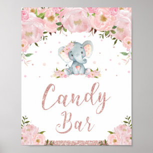 Poster Panneau de la barre de bonbons rose Baby shower d'